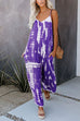 Karleedress Scoop Neck Pocketed Tie Dye Wide Leg Cami Jumpsuit