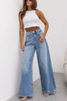 Karleedress Distressed Wide Leg Ripped Denim Pants