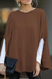 Karleedress Solid Crewneck Batwing Sleeve Cloak Pullovers