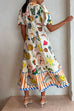 Karleedress Puff Sleeve Food Printed Swing Maxi Vacation Dress