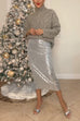 Karleedress Elastic Waist Christmas Sequin Midi Skirt