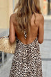 Karleedress Halter Backless Leopard Ruffle Swing Maxi Dress