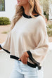 Karleedress Crewneck Drop Shoulder Color Block Knit Sweater