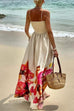 Karleedress Bow Shoulder Smocked Floral Print Cami Maxi Vacation Dress