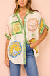 Karleedress Resort Print Rolled Up Sleeves Blouse Shirt and Pocketed Shorts Set