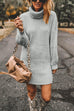 Karleedress Turtleneck Long Sleeves Ribbed Knit Sweater Dress(in 7 Colors!)