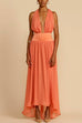 Karleedress Deep V Neck Halter Backless Flowy Maxi Party Dress