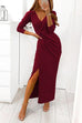 Karleedress Wrapped V Neck Waisted Slit Maxi Party Dress