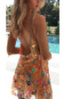 Karleedress Chain Strap Backless Sequin Floral Mini Cami Dress