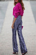 Elastic Waist Bell Bottoms Stretchy Sequin Pants