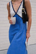 Karleedress V Neck Color Block Sleeveless Maxi Swing Dress