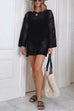 Karleedress Long Sleeves Hollow Out Crochet Beach Cover Up Dress