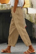 Karleedress Drawstring Elastic Waist Cotton Linen Tapered Pants