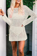 Karleedress Long Sleeves Hollow Out Crochet Beach Cover Up Dress