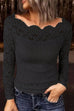 Karleedress Long Sleeves Hollow Out Lace Slim Fit Top