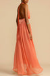 Karleedress Deep V Neck Halter Backless Flowy Maxi Party Dress