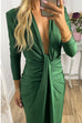 Karleedress Deep V Neck Ruched Slit Maxi Bodycon Dress