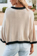 Karleedress Crewneck Drop Shoulder Color Block Knit Sweater