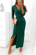 Karleedress Wrapped V Neck Waisted Slit Maxi Party Dress