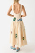 Karleedress Sleeveless Tropic Print Open Back Ruffle Maxi Dress