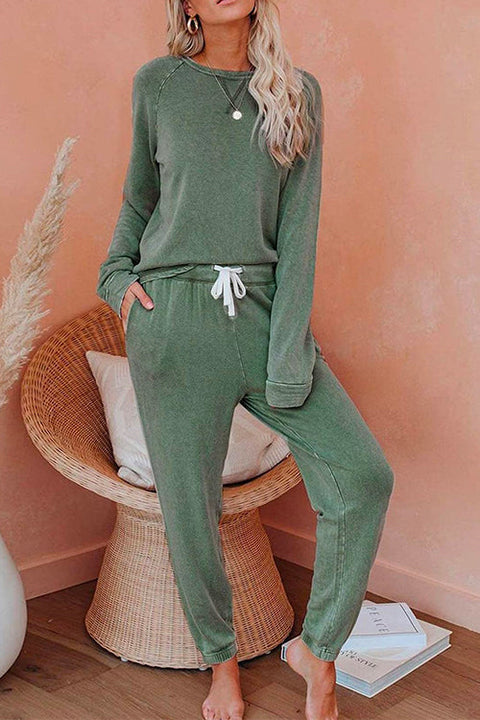 Karleedress Long Sleeves T-shirt Drawstring Waist Joggers Loungewear Set