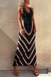 Karleedress Halter V Neck Ruffle Drape Front Printed Maxi Dress