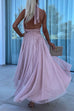 Karleedress Halter Backless Waisted Tulle Maxi Dress