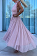 Karleedress Halter Backless Waisted Tulle Maxi Dress