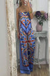 Karleedress Tie Back Irregular Cami Top Wide leg Pants Printed Set