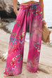 Karleedress Drawstring Elastic Waist Wide Leg Floral Print Pants