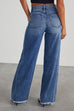 Karleedress Raw Hem Distressed Wide Leg Denim Pants