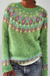 Karleedress Long Sleeves Diamond Print Fuzzy Sweater(in 3 Colors)