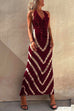 Karleedress Halter V Neck Ruffle Drape Front Printed Maxi Dress