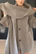 Karleedress Button Down Pocketed Winter Knit Coat with Scarf