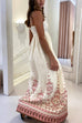 Karleedress Spaghetti Strap High Waist Floral Print Cotton Linen Maxi Dress