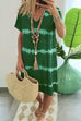 Karleedress V Neck Short Sleeve Tie Dye Stripes T-shirt Dress