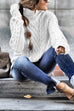 Karleedress Mockneck Solid Cable Knit Pullover Sweater