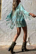 Karleedress Tie Dye Long Sleeves Tassle Mini Dress