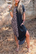 Karleedress Curve Hem Side Split Leopard Splice Long Dress