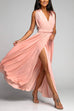 Karleedress V Neck Sleeveless Back Criss Cross High Slit Maxi Party Dress