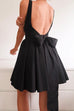 Karleedress Square Neck Bow Knot Backless Mini Dress