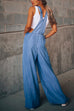 Karleedress Pocketed Wide Leg Baggy Denim Overalls