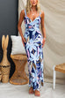 Sleeveless Adjustable Straps Floral Print Maxi Dress