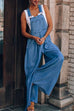 Karleedress Pocketed Wide Leg Baggy Denim Overalls