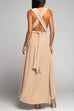 Karleedress V Neck Sleeveless Back Criss Cross High Slit Maxi Party Dress