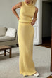 Karleedress Cowl Neck Sweater Top and Elastic Waist Maxi Skirt Set