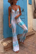 Karleedress Lace-up V Neck Flare Bottoms Tie Dye Skinny Cami Jumpsuit