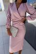 Karleedress Wrap V Neck Long Sleeves Bodycon Midi Dress