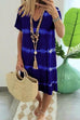 Karleedress V Neck Short Sleeve Tie Dye Stripes T-shirt Dress