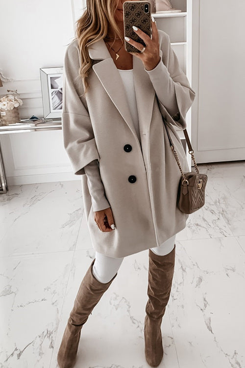 Karleedress Lapel 3/4 Sleeve Pockets Midi Coat